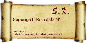 Soponyai Kristóf névjegykártya
